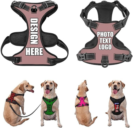 Personalized Dog Vests Customization for Puppy Medium Large Sized Dogs, Customize No Pull Dog Harnesses with Easy and Adjustable Wearing Buckles, RosyBrown, L