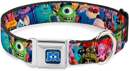 Buckle-Down Seatbelt Buckle Dog Collar - Monsters University Monsters Stacked - 1.5" Wide - Fits 16-23" Neck - Medium