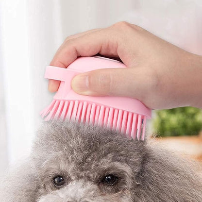 Silicone Grooming Brush for Dogs and Cats - Short and Long Hair Cleaning and Washing (Pink)