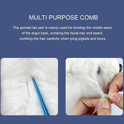 Round tooth metal dog comb is used for pet hair comb of dogs and cats to remove hair knots and entanglement. Professional pet hair comb styling comb(blue)
