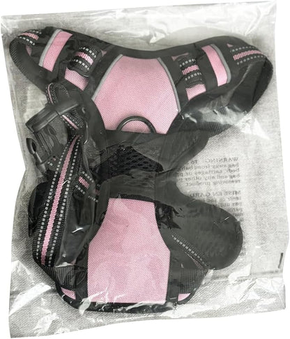 TrekGear Dog Harness, Pet Harness with 2 Leash Clips, Adjustable Soft Padded Dog Vest, Reflective No-Choke Pet Oxford Vest with Easy Control Handle (Pink - Small)