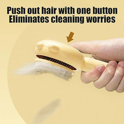 2Pcs Magic Pet Grooming Brush with Release Button for Shedding, Self Cleaning Slicker Comb for Long or Short Hair Cats and Dogs