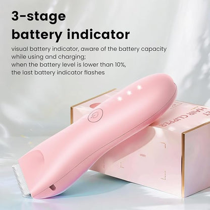 Quiet Dog Hair Clipper,Lightweight 6000RPM Powerful Quick Charged Hair Remover Waterproof Paw Hair Trimmer Kits for Dogs and Cats Pink