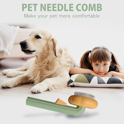 Cat Brush with Release Button, Pumpkin Cat Comb for Long or Short Haired Cats Dogs Rabbits, Skin Friendly Deshedding Grooming Tool for Gently Removes Loose Fur Undercoat