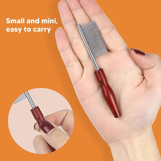 Pet Teeth Comb, Fine Tooth Spacing Detangling Open Knots Loose Hair Rounded Ends Teeth Dog Grooming Comb for Cats Dogs Pets