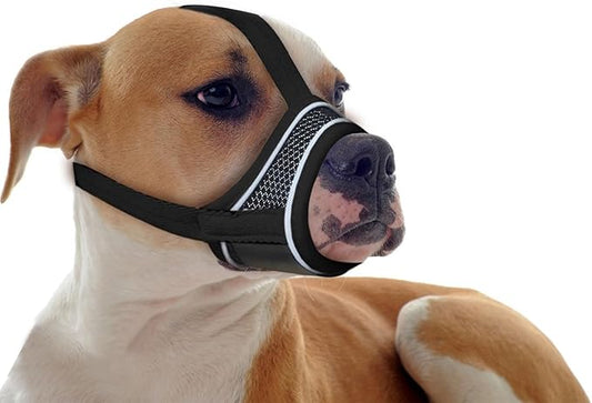 Black Dog Muzzle, Breathable Comfortable Mesh Muzzle for Dogs, Dog Training Muzzle, Anti-Biting, Anti-Barking, Anti-Chewing, Adjustable with Reflective Strap XXL