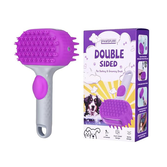 Dog Bath Brush | Dual-Side Dog Shampoo Brush | Dog Scrubber for Bath | Dog Grooming Brush with Non-Slip Handle Dog Washing Brush for Pets Deshedding, Massaging & Grooming