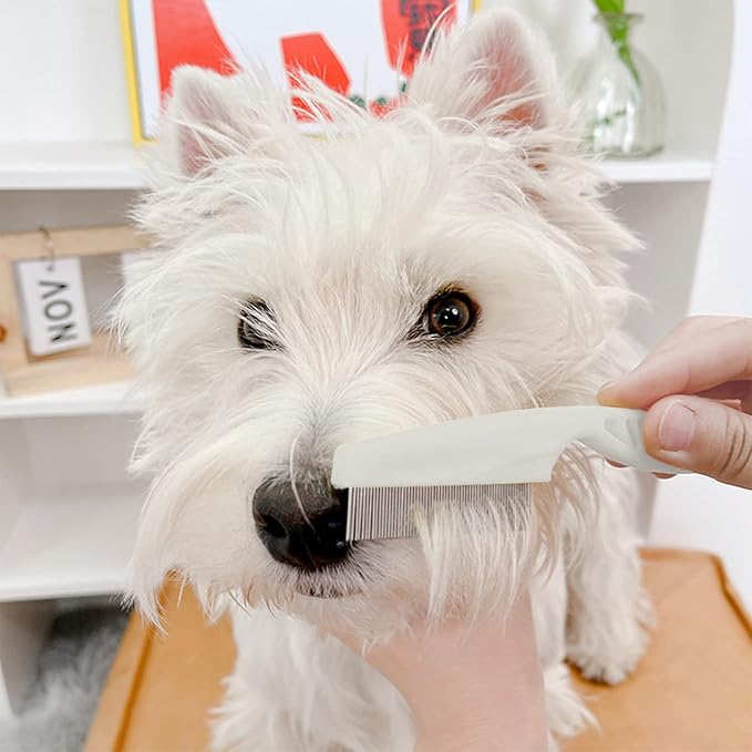 Kopal Flea Combs & Lice Combs for Dogs and Cats, Fine Tooth Combs 3-pc, White