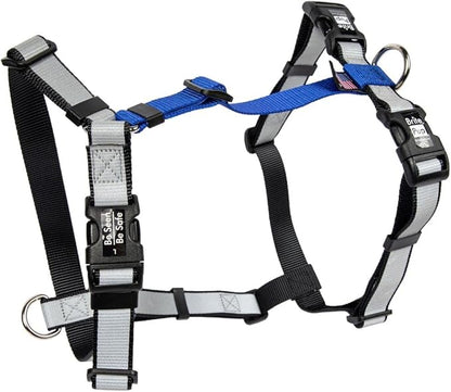 No Pull Harness with Fully Customizable Fitment for Large Dogs - 3M Reflective Heavy Duty Harness for Walking & Training - No Choke Comfortable Collar Design, Made in USA L-Roy Blue