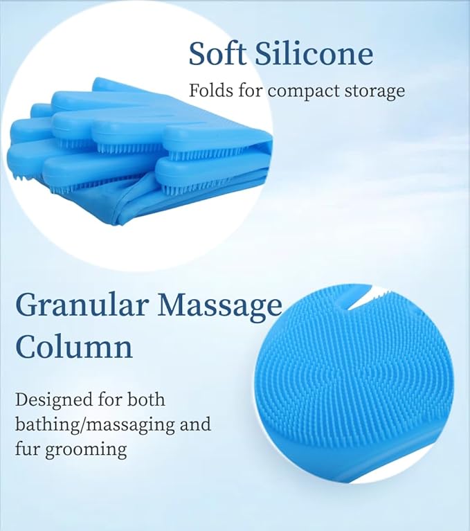 Pet Grooming Gloves - Lengthened Silicone Gloves, High-Density Massage Column Design, Suitable for Bathing and Massaging Cats and Dogs at Home or in Pet Stores
