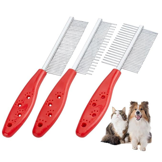 OLYCRAFT 3Pcs 3 Styles Stainless Steel Pet Combs Macrame Fringe Combs Pet Combs with Plastic Handle Metal Tassel Combs Pet Grooming Comb for Removing Tangles and Knots Grooming Tool Tassel Brush