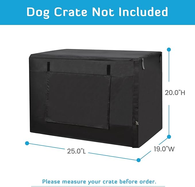 HONEST OUTFITTERS Dog Crate Cover, 24 Inch Dog Kennel Cover for Medium and Large Dog, Heavy Duty Oxford Fabric,with Double Door, Pockets and Mesh Window (25L x 19W x 20H, Black)