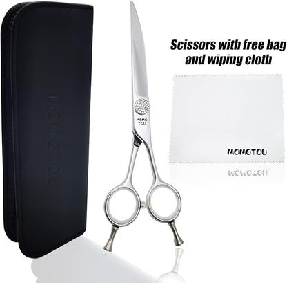Professional Curved Dog Grooming Scissors with Simulation Diamond 440C Stainless Steel Polished Pet Cat Hair Cutting Shears for Groomers and Home users 7.5''