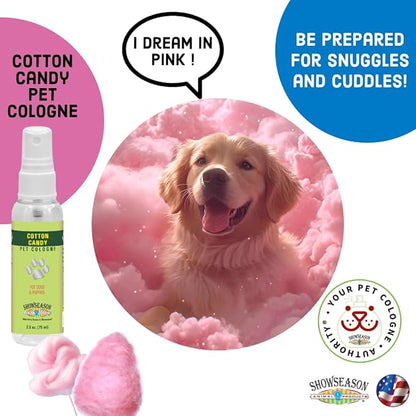 Cotton Candy Pet Cologne 2.5 oz. For Dogs | Long-Lasting Odor Eliminator | Cruelty-Free | Paraben-Free | Biodegradable and Non-Toxic | Made in The USA