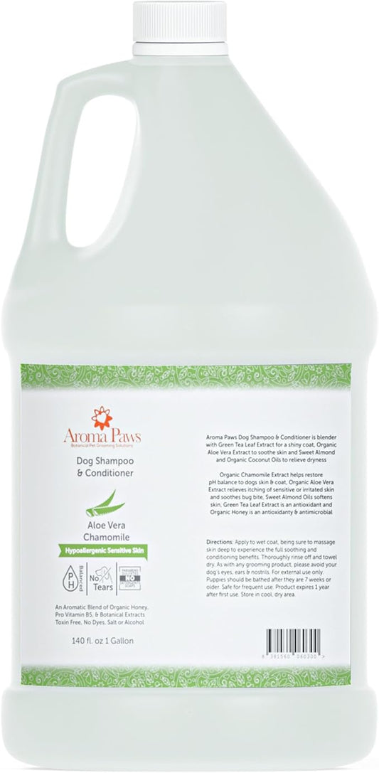 Dog Shampoo and Conditioner - Tearless Dog Shampoo for Cleansing, Grooming, and Conditioning Sensitive Skin - Moisturizing Shampoo for Dogs and Puppies - Fragrance-Free, 1 Gallon
