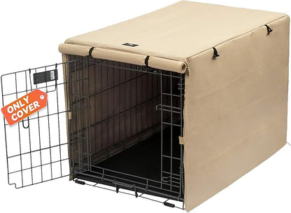 X-ZONE PET Double Door Dog Crate Cover - Polyester Pet Kennel Cover (Fits 24 30 36 42 48 inches Wire Crate) (30Inch, Tan)