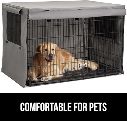 GORILLA GRIP Dog Crate Covers Compatible with Amazon Basics Dog Crates, All Sides Open, Privacy Cover Fits 30" Wire Kennel, Breathable Mesh Windows, Light Reducing Puppy Training Cage Topper, Gray