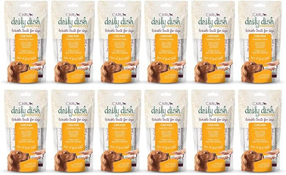 Caru - Daily Dish Smoothies - Lickable Chicken Dog Treat or Pet Food Topper - .5oz Tubes - 4 Tubes per Pack - 12 Pack