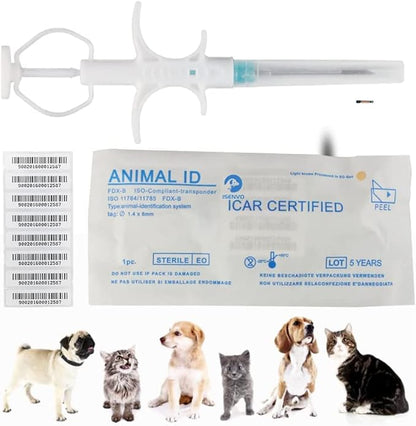 Yanzeo 20 Packs 2.12x12mm Pet Microchip 134.2khz FDX-B/ISO11784/ISO11785 Animal Implant Chip Pet ID Microchip for Dog Cat Sheep Cow Pig and Laboratory Animals-Free Lifetime Registration
