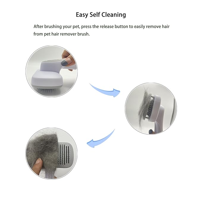 Deshedder Brush for Dogs Short Long Hair with Self Cleaning to Easy Shedding,Suitable for Cats Bunnies,Gray