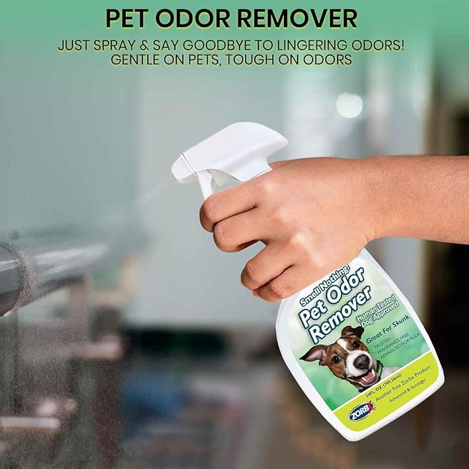 ZORBX Unscented Pet Odor Remover Spray 24 FL Oz – Perfume Free Strong Litter Odor Remover - Advanced Odor Control for Carpet, Bathroom & Urine Odors - Fast Acting Odor Remover Spray for Dogs & Cats