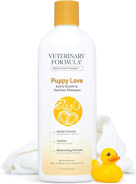 Veterinary Formula Smart Coat Complex Puppy Love Extra Gentle Tearless Shampoo, 17 Fl oz – for Pups Over 6 Weeks – with Fresh Scent, Long-Lasting Clean – Won't Dry Out Delicate Skin