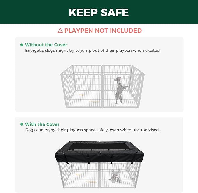 FXW Mesh Top Cover Specialized for FXW Dog Playpen (Not Suitable for Other Brands), Fits for FXW 24" H 6 Panels Homeplus/Rollick/Instant Dog Playpen│Patent Pending (Playpen not Included)