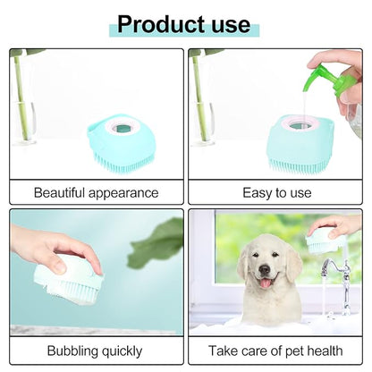Bath Brush Silicone, Massage Soft Brush Dog Cats, Pet Massage Brush Bubble Body Wash Brush-blue