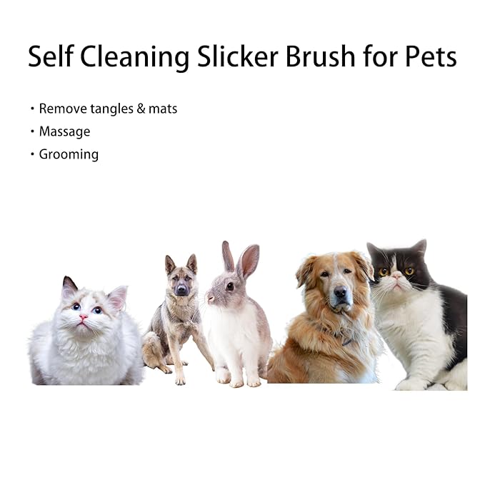Deshedder Brush for Dogs Short Long Hair with Self Cleaning to Easy Shedding,Suitable for Cats Bunnies,Pink