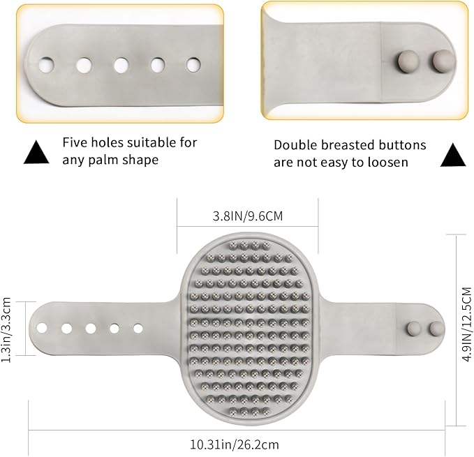 Dog Bath Brush | Grooming Brush & Shampoo Massage Comb with Adjustable Loop Handle for Short & Long Hair Cats & Dogs, 2pcs(Plum, Blue + Orange)