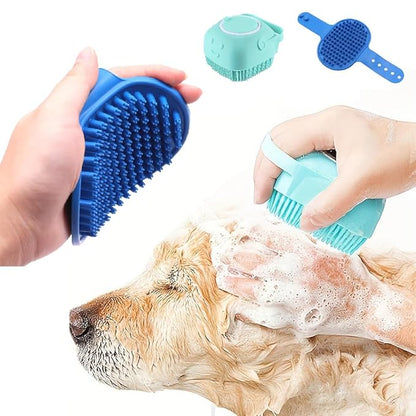 Silicone Pet Bath Brush Set, 2 Pieces, Massage Brush for Dogs and Cats
