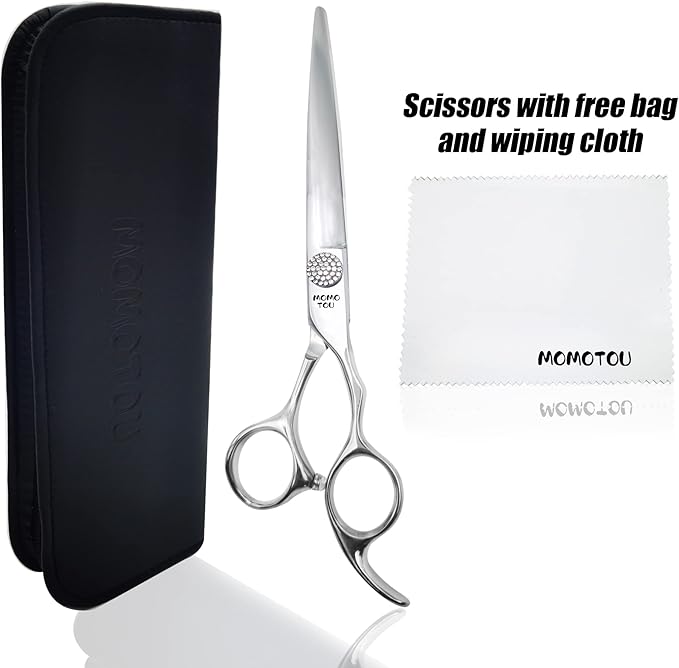 Professional Straight Dog Grooming Scissors with Simulation Diamond 440C Stainless Steel Polished Pet Cat Hair Cutting Shears for Groomers and Home users 8''