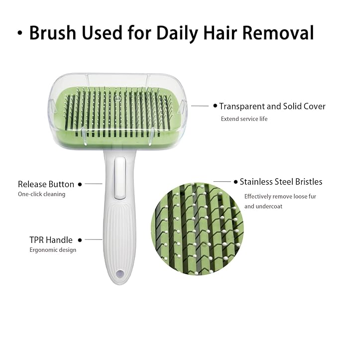 Deshedder Brush for Dogs Short Long Hair with Self Cleaning to Easy Shedding,Suitable for Cats Bunnies,Green