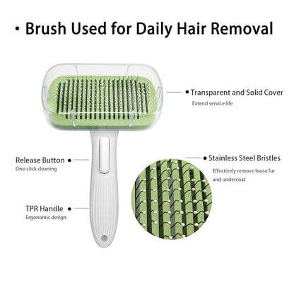Deshedder Brush for Dogs Short Long Hair with Self Cleaning to Easy Shedding,Suitable for Cats Bunnies,Green