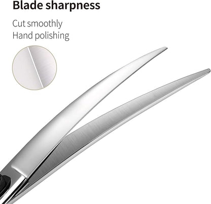 Fenice Peak 7.5'' Professional Curved Dog Grooming Scissors Heavy and Anti-Slip Black Handler 440C Stainless Steel Pet Cutting Shears Safety Trimming Shearing for Dogs Cats