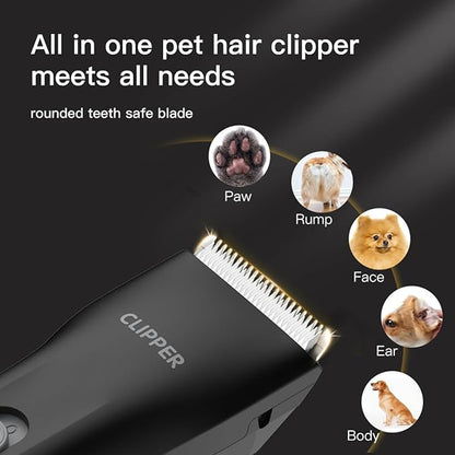 Handy & Powerful Long Lasting Pet Electric Hair Trimmer Kits Waterproof Cordless Rechargeable Grooming Shavers for Small Dogs and Cats