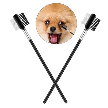 Tear Stain and Flea Comb for Small Dogs - Double-headed Pet Grooming Brush for Removing Crust and Mucus from Face