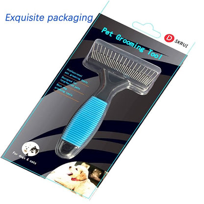 Undercoat Rake for Dogs, Designed for Breeds with Medium to Long Undercoats,Long & Short Stainless Steel Teeth, Safe Dematting Comb for Easy Mats & Tangles Removing