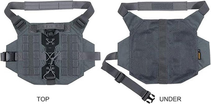EXCELLENT ELITE SPANKER Dog Harness Tactical Military Dog Harness Adjustable No-Pull Dog Harness Training Hunting Dog Tactical Vest with Handle(Gry-M)