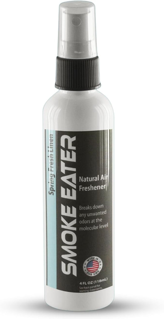 Smoke Eater All Purpose Odor Eliminator - Breaks Down Foul Scents at the Molecular Level - Smoke, Food, Pet and Stale Odor - Ideal For The Home, Apartment Cars, Boats - 4 oz Travel Bottle (Spring Fresh Linen)
