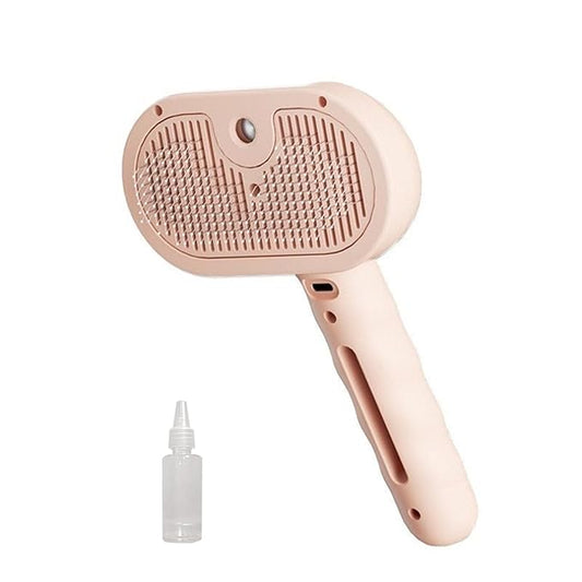 3 - in - 1 Pet Steam Brush for Cats & Dogs - Suitable for All Hair Types! One - Click Spray; Comfortable Massage; Superior Deshedding & Skin Care; Quiet Operation at ≤36dB (Pink)