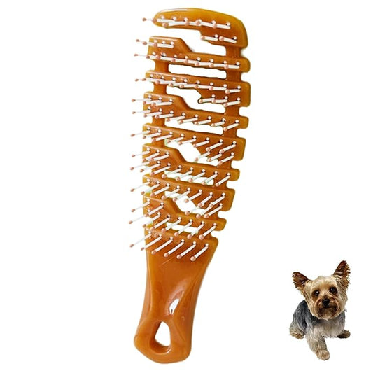 Ridge Design Puppy Brush, Soft Bristle Gentle Grooming Tool, Pet Hair Care, Suitable Small Dog : Yorkie, Maltese, Shih Tzu, Maltipoo (Brown)