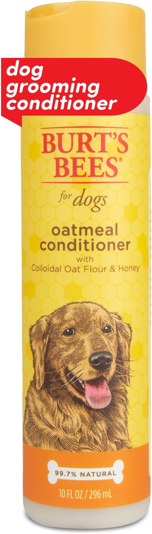 Burt's Bees for Pets Oatmeal Dog Conditioner with Colloidal Oat Flour and Honey, 95% Natural Origin Formulas, Gentle Dog Conditioner, Best Dog Conditioner for Itchy Dogs, 10 oz