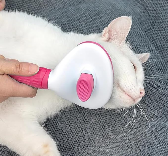 Self-Cleaning Slicker Brush for Dogs & Cats – Deshedding Pet Grooming Tool with Ergonomic Handle – Pain-Free, Rust-Resistant Bristles – Eco-Friendly for Long & Short Coats (Pink)