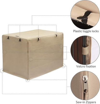 X-ZONE PET Double Door Dog Crate Cover - Polyester Pet Kennel Cover (Fits 24 30 36 42 48 inches Wire Crate) (36Inch, Tan)