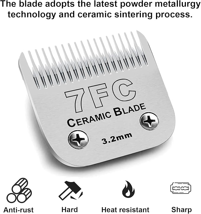 3PCS 7FC Blades for Dog Grooming Blades Compatible with Andis,Oster A5,Wahl km10 Dog Clippers,Size-7FC, 1/8-Inch (3.2mm) Cut Length (3pcs #7FC (3.2mm))