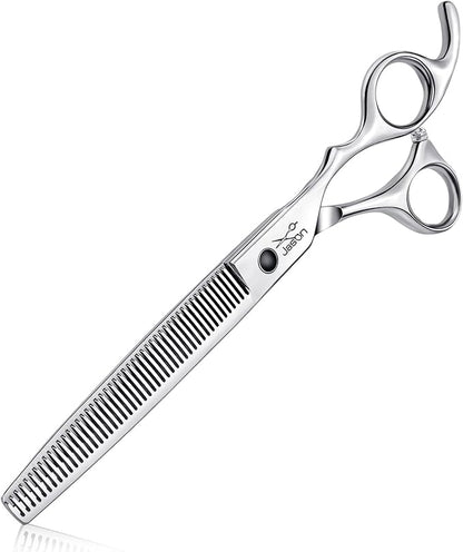 JASON 7.5" Dog Grooming Thinning Blending Scissor, Ergonomic Pet Grooming Thinner Blender Shears Cat Trimming Texturizing Kit with Offset Handle
