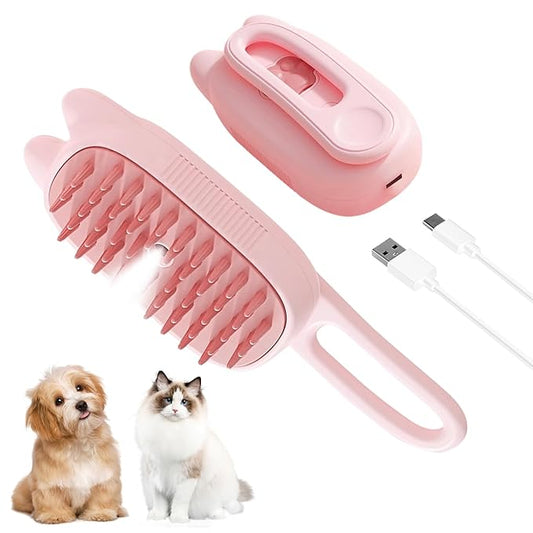 Steam Brush for Cats, 3 in 1 Steam Comb for Shedding Dog Pet Hair Cleaning Brush for Spray Dog Grooming for Long & Short Haired Pets – Cat Hair Spritz Defur Comb