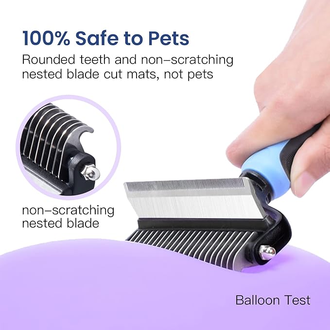 Potaroma Versatile Pet Grooming Brush, Double Sided Shedding and Dematting Undercoat Rake, Reduces Shedding by up to 95% Professional Deshedding Comb Tool for Dogs and Cats (Medium)