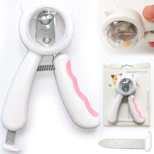 Pet Nail Clippers, Avoid Nails Flying Everywhere, Transparent Nail Storage Compartment Design, Independent Storage Files, Stainless Steel Pet Nail Clippers (Pink)